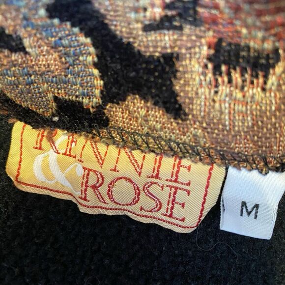 Y2K Rennie Rose Fleece Jacket Womens M Collared Zip Up Soft Long-Sleeve Black - Picture 4 of 8